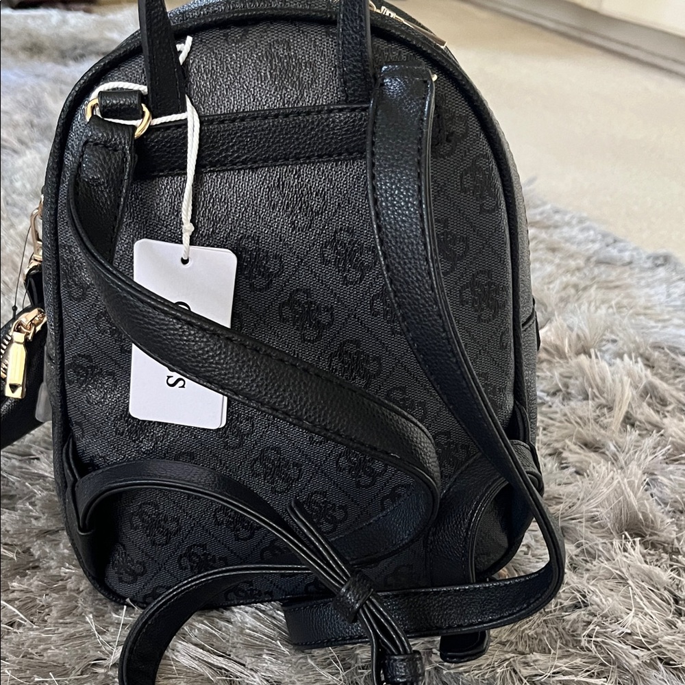 Guess Black Textured Backpack with Pouch - Picture 2 of 5